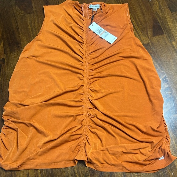 Calvin Klein Sleeveless Blouse Size 2X NWT Burnt Orange - Picture 1 of 6